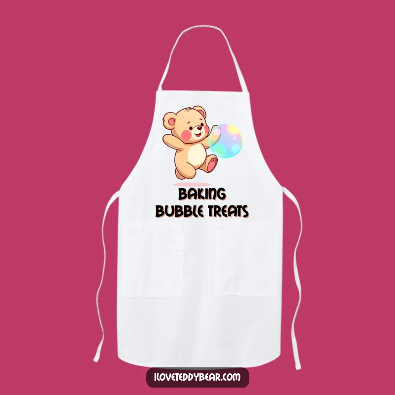 Funny Teddy Bear Bubble Chase Apron: Joyful Kitchen Fun