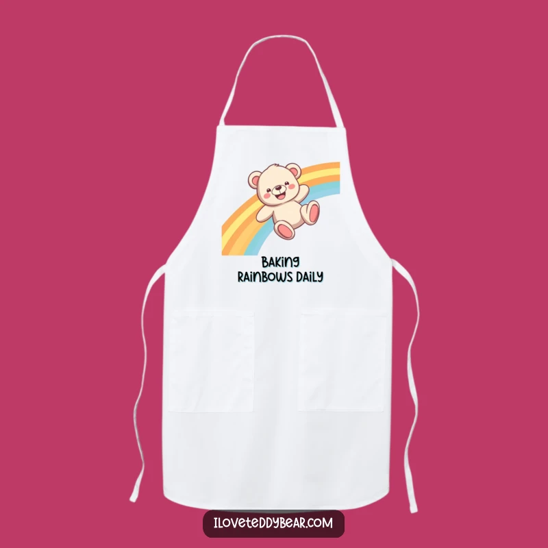 Funny Teddy Bear Rainbow Slide Apron: Cook with Colorful Cheer!