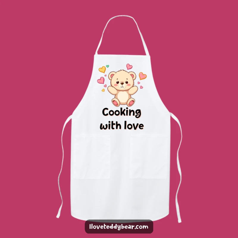 Funny Teddy Bear Juggling Hearts Apron: Cook with Love and Fun