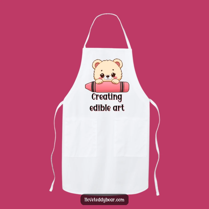Funny Bear Crayon Peek Apron - Whimsical Kitchen Art for Cooking Fun