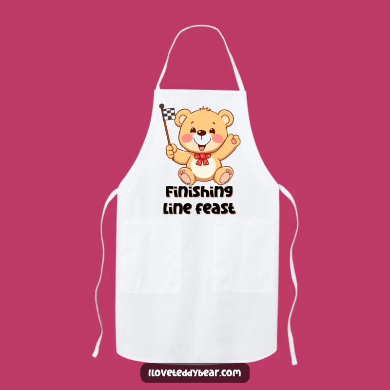 Funny Teddy Bear Racing Flag Apron: Cook Like a Champion