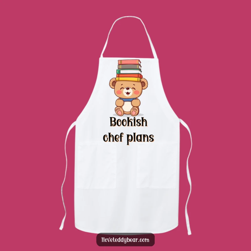 Funny Book Bear Apron: Chef Teddy Balancing Books, Hilarious Kitchen Accessory for Cooks