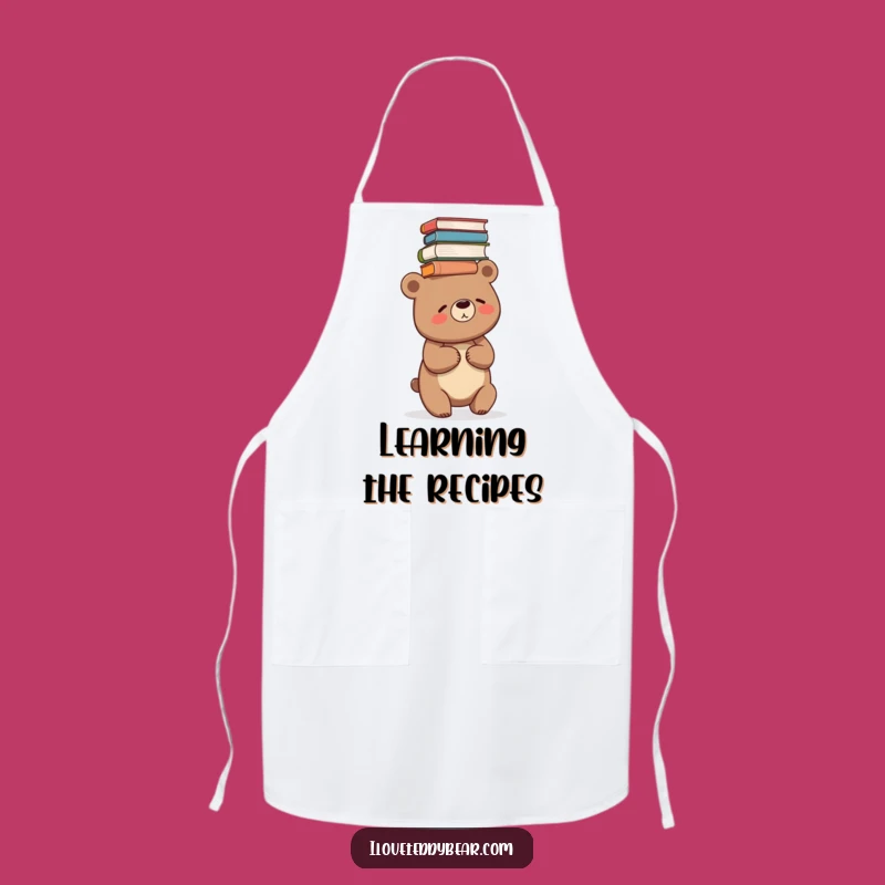 Funny Giggling Bear Book Stack Apron - Cook and Learn with Humor Gift