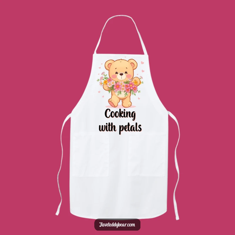 Funny Teddy Bear Dancing Flowers Apron: Cook with Floral Flair!