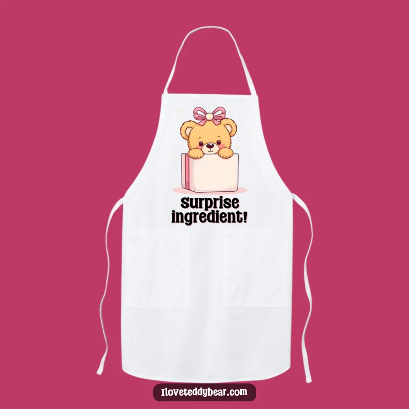 Funny Teddy Bear Peeking Apron - Playful Kitchen Gift for Bakers