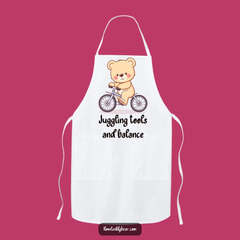 Funny Teddy Bear Unicycle Wobble Apron - Kitchen Fun & Quirky Gift