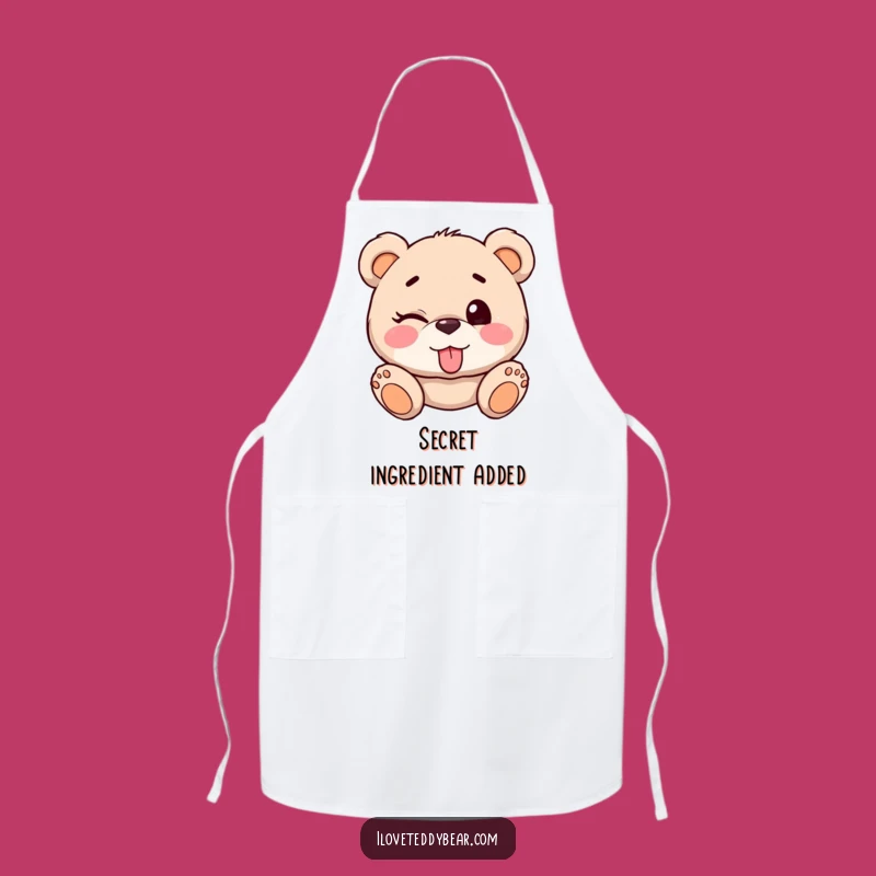Funny Teddy Bear Winking Apron: Playful Kitchen Fun
