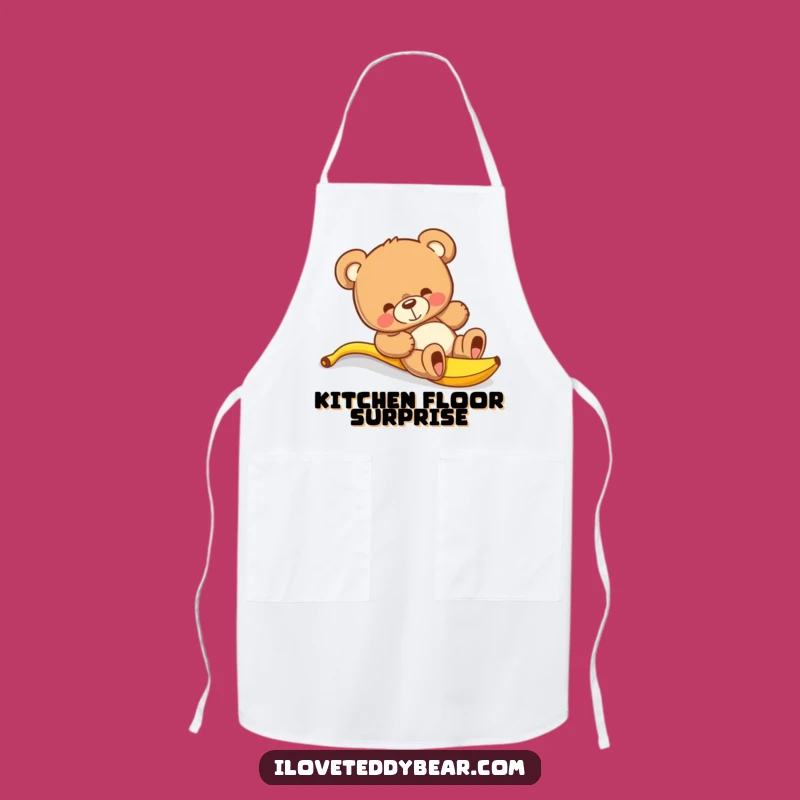 Funny Teddy Bear Banana Slip Apron - Hilarious Kitchen Gift for Chefs