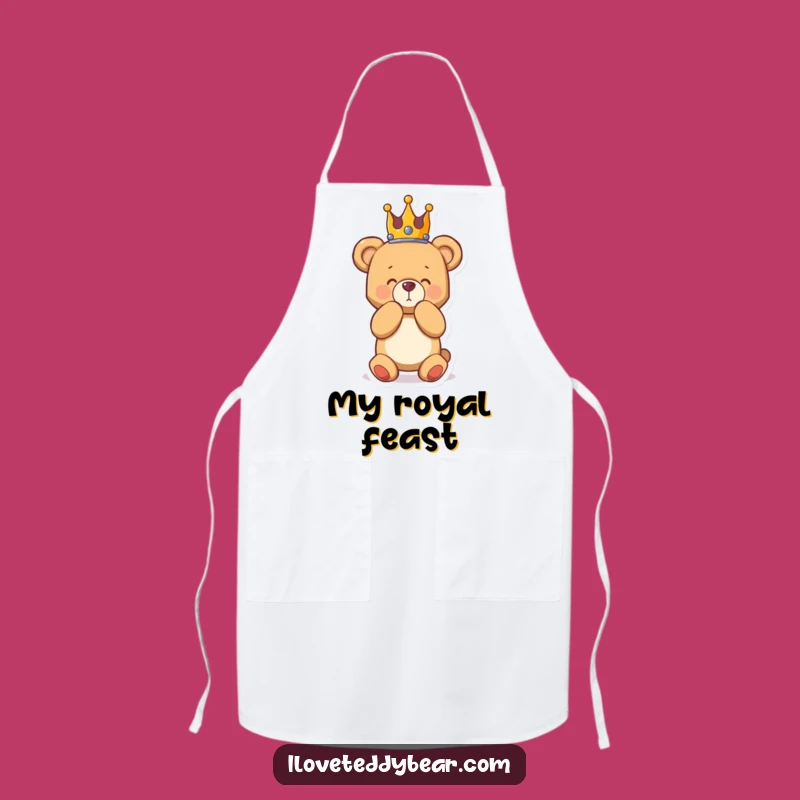 Funny Royal Teddy Bear Apron: Chef's Crowned Companion, Great Funny Gift