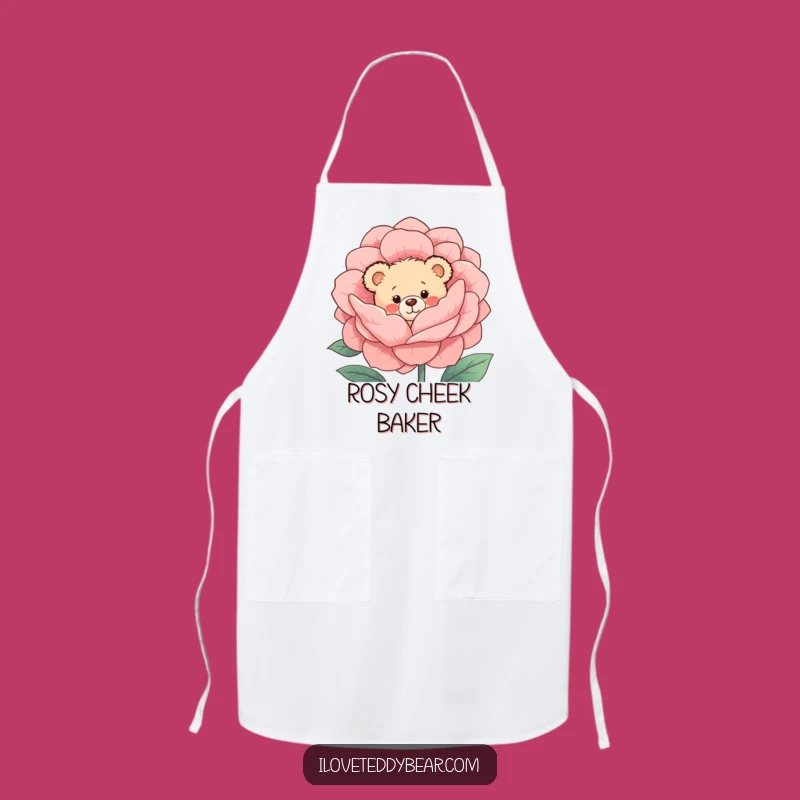 Funny Shy Bear Apron: Cute Teddy Peeking, Charming Kitchen Accessory for Gentle Cooks