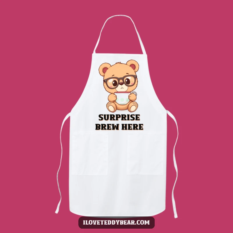Funny Teddy Bear Glasses Apron - Whimsical Tea Party Gift