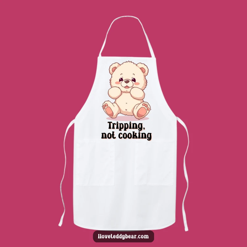 Funny Teddy Bear Tripping Apron - Cook with Comical Carelessness