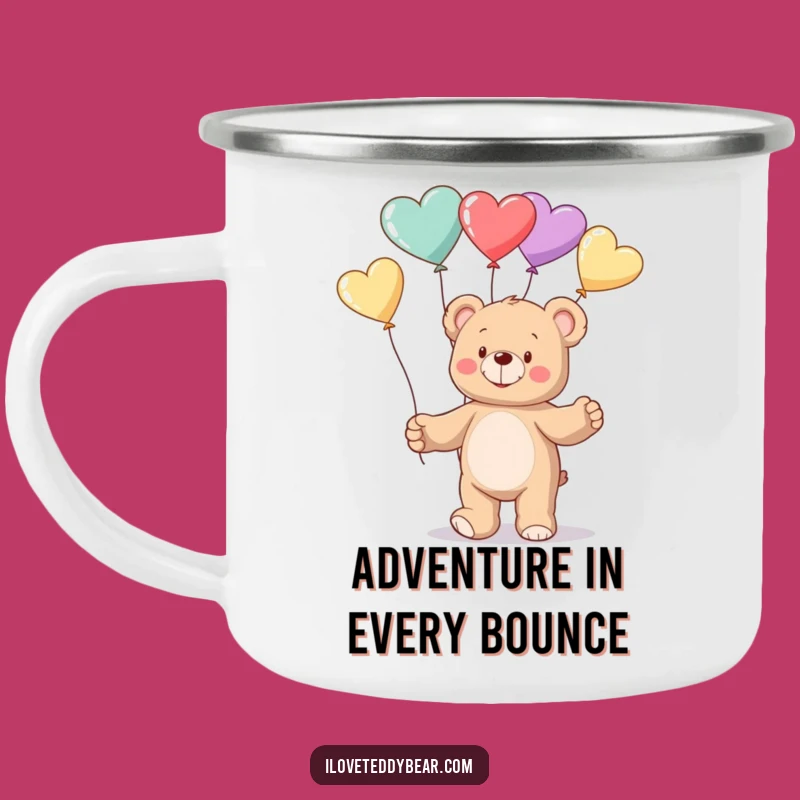 Funny Teddy Bear Balloon Juggling Enamel Camping Mug - Outdoor Fun Gift