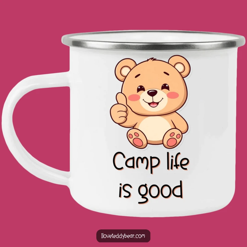 Funny Teddy Bear Thumbs Up Camping Mug: Positive Vibes Outdoors