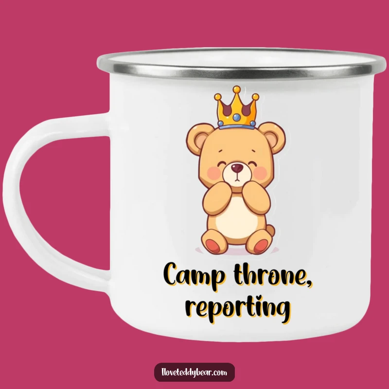 Funny Royal Teddy Bear Camping Mug: Adventure with Royalty, Ideal Funny Gift