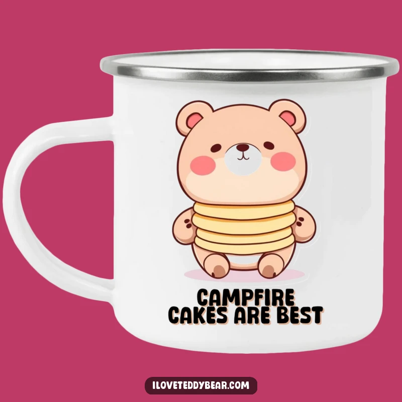 Funny Pancake Bear Camping Mug - Durable Cartoon Art for Outdoor Meals