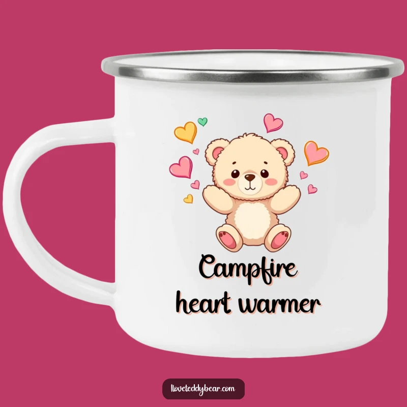 Funny Teddy Bear Juggling Hearts Camping Mug: Your Loveable Adventure Buddy