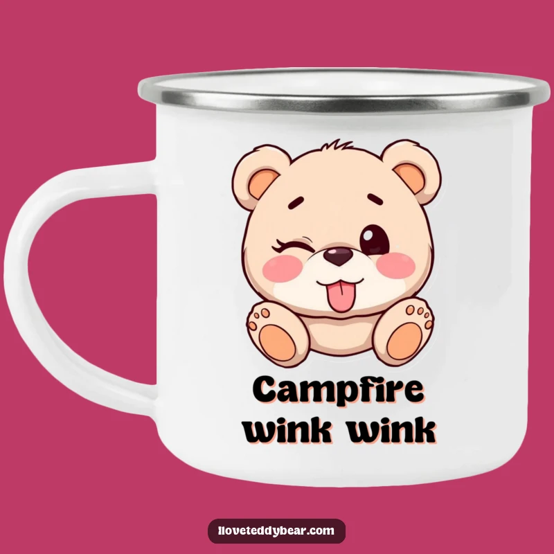 Funny Teddy Bear Winking Camping Mug: Cheeky Campfire Fun