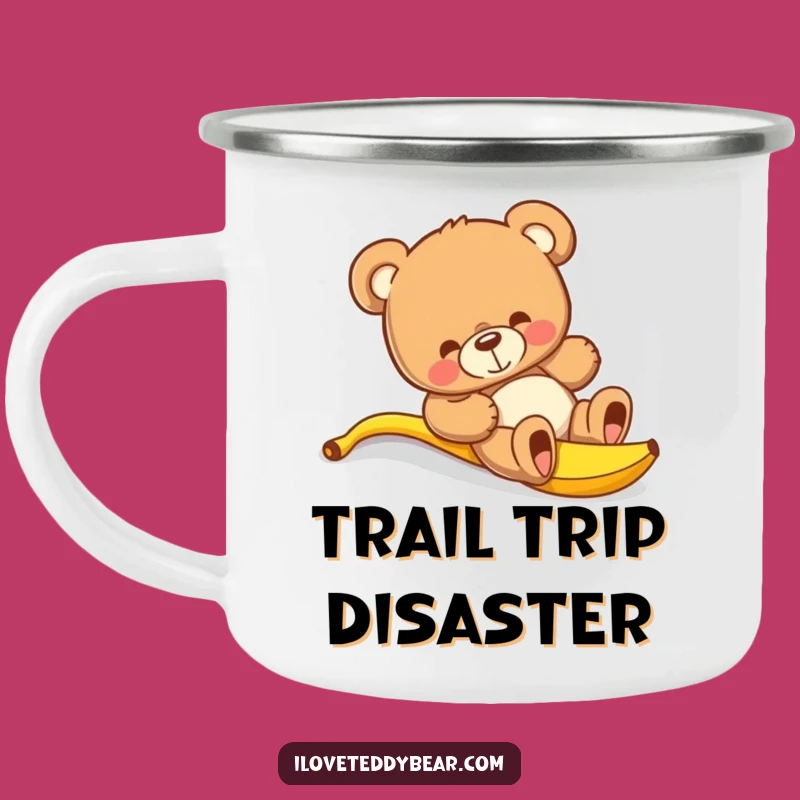 Funny Teddy Bear Banana Slip Camping Mug - Adventure-Ready Hilarious Gift