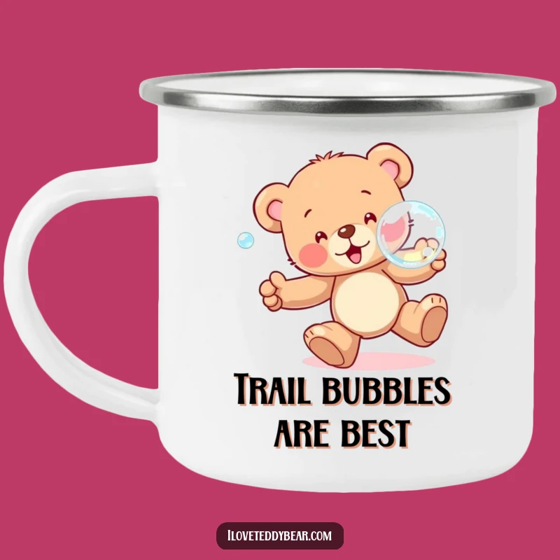 Funny Teddy Bear Bubble Chase Camping Mug: Adventure Fuel - Hilarious Outdoor Gift