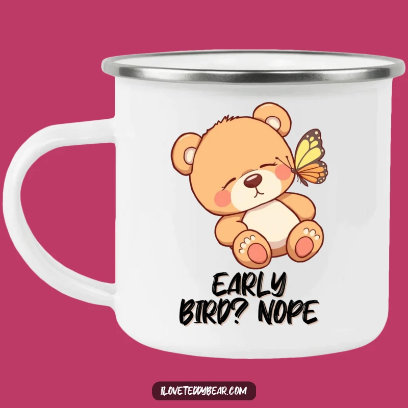 Funny Teddy Bear Butterfly Camping Mug - Morning Coffee with Whimsical Charm