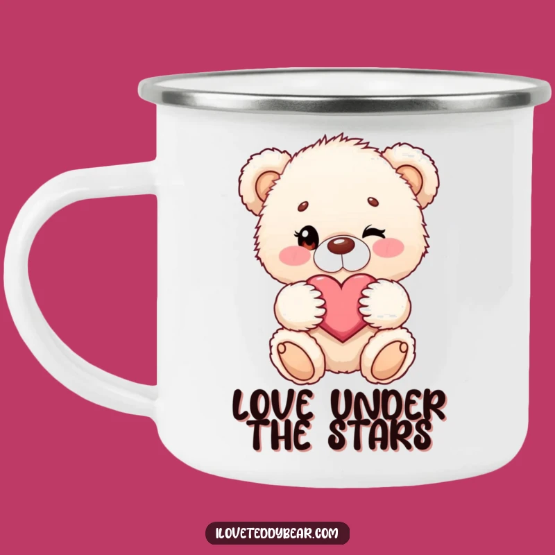 Funny Teddy Bear Camping Mug - Outdoor Winking Heart Bear - Cute Gift