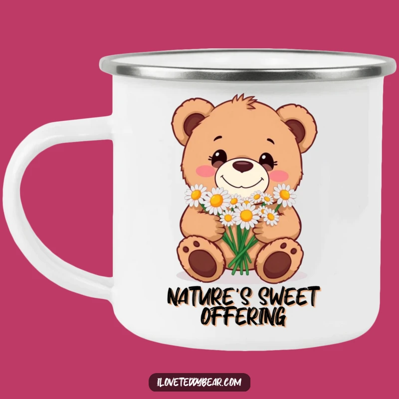 Funny Teddy Bear Daisy Bouquet Camping Mug: Outdoor Cheer - Hilarious Floral Gift