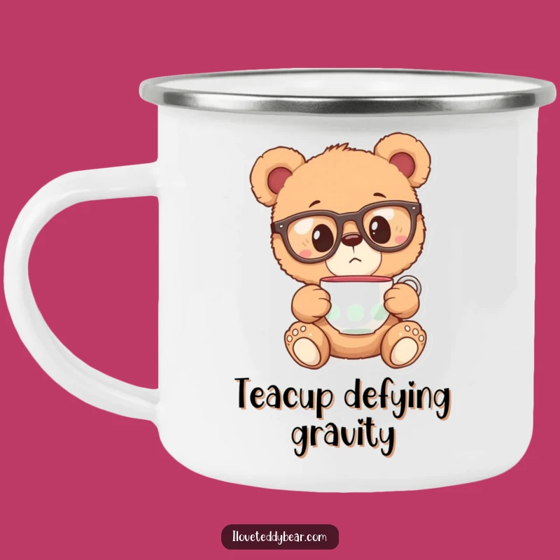 Funny Teddy Bear Glasses Camping Mug - Whimsical Campfire Surprise