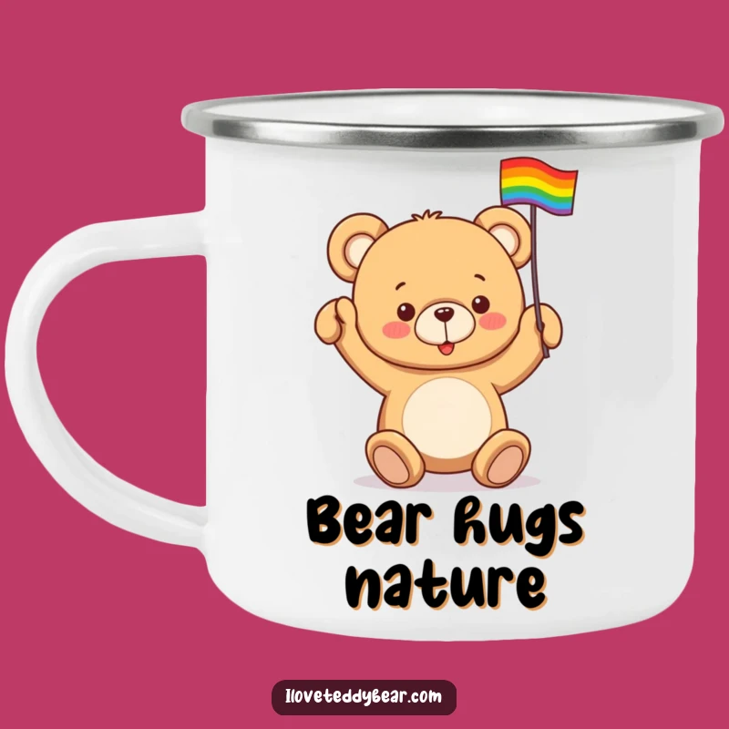 Funny Teddy Bear Rainbow Camping Mug: Pride on the Go, Gift
