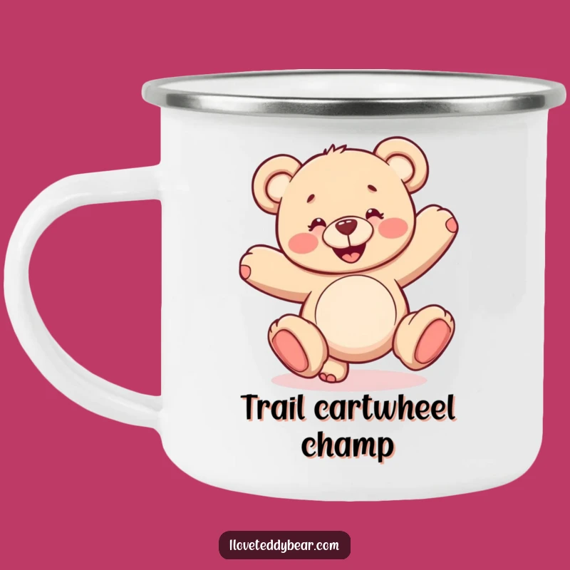 Funny Wobbly Cartwheel Teddy Bear Camping Mug - Hilarious Outdoor Coffee Gift