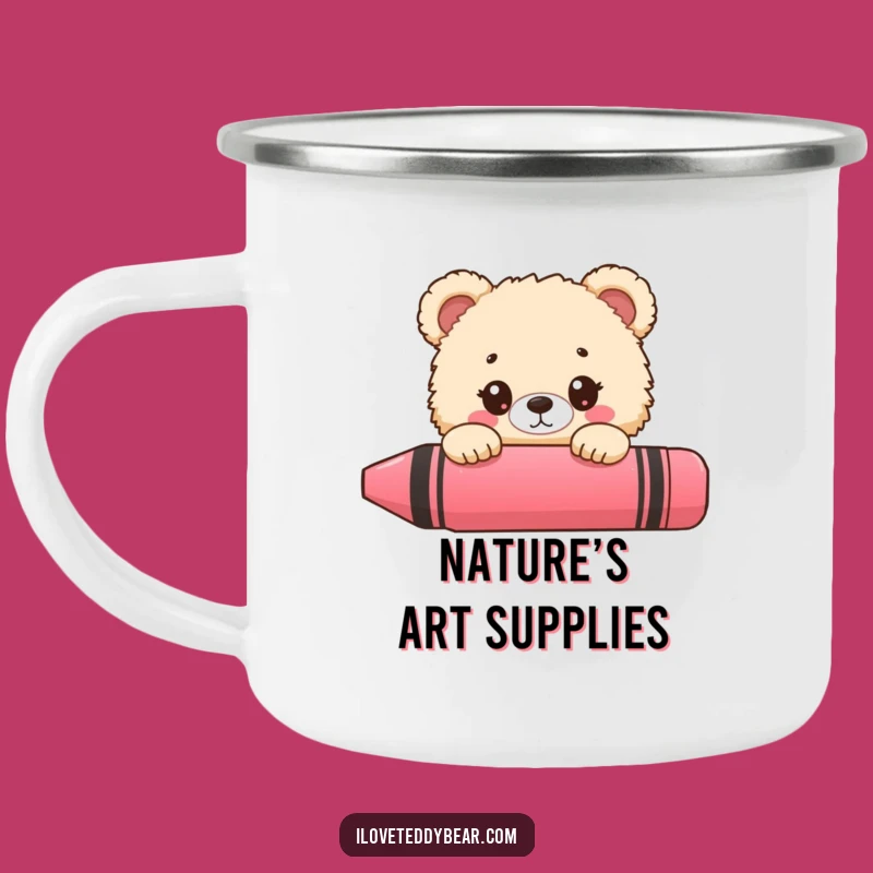 Funny Bear Crayon Peek Camping Mug - Durable Outdoor Art Gift