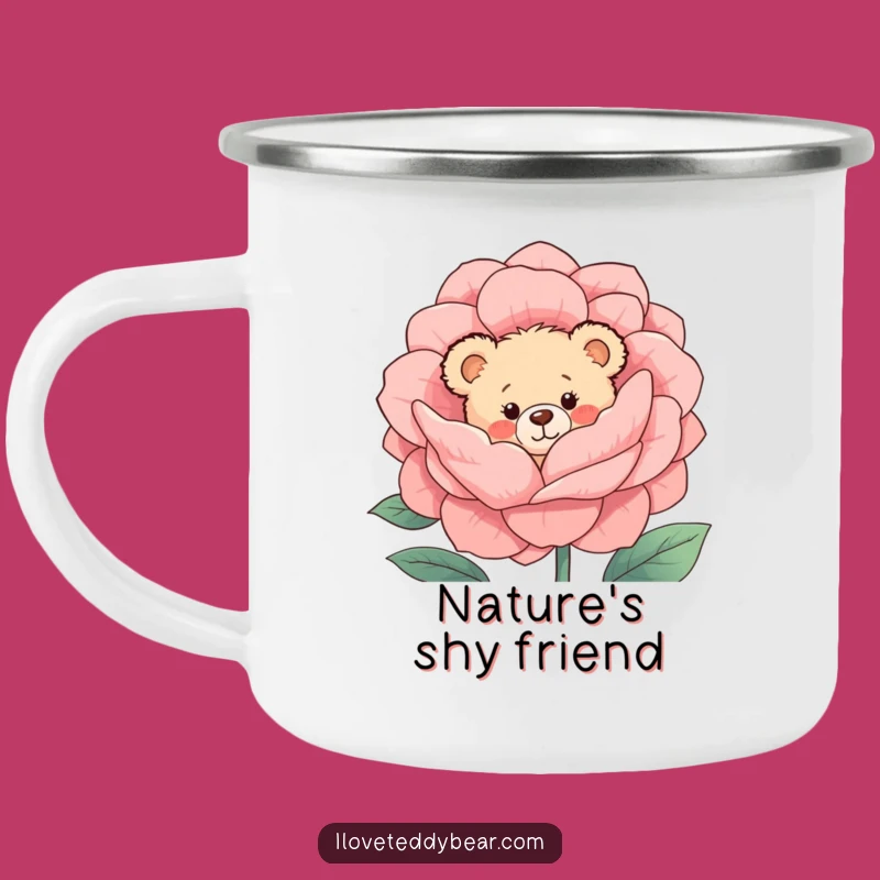 Funny Shy Bear Camping Mug: Durable Teddy Peeking, Sweet and Funny Outdoor Companion