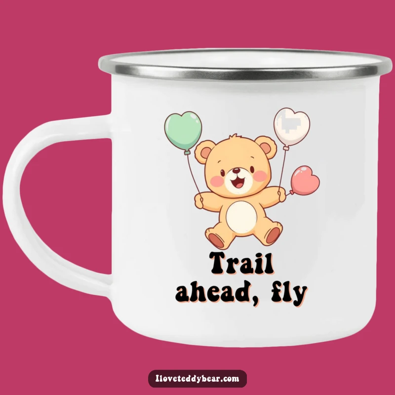 Funny Flying Teddy Bear Balloon Camping Mug - Outdoor Adventure, Perfect Funny Gift