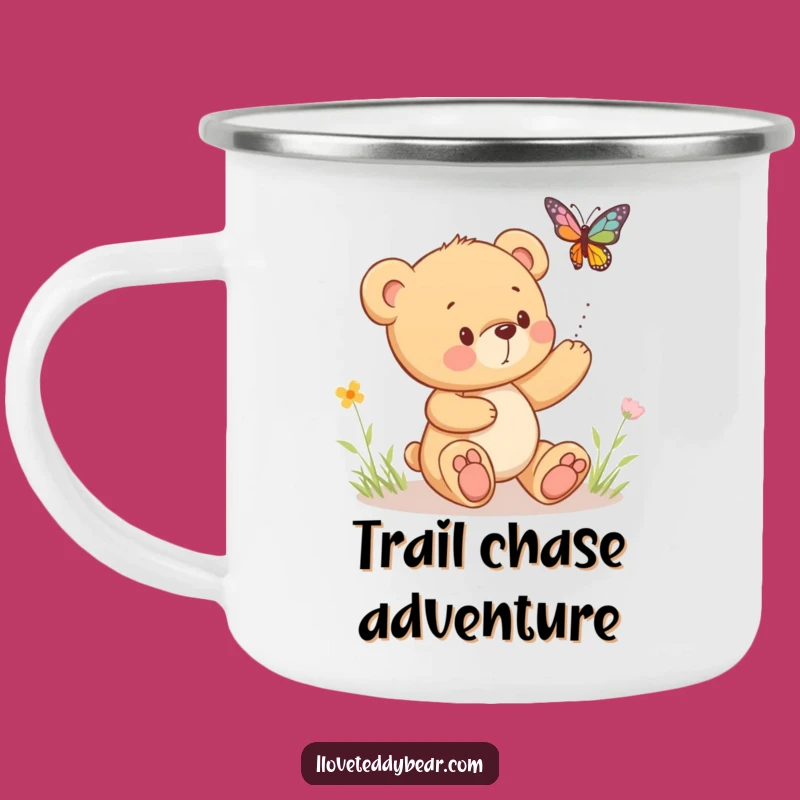 Funny Teddy Bear Butterfly Camping Mug: Adventure with a Smile, Outdoor Gift