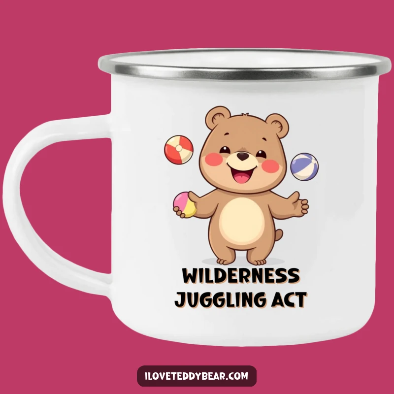 Funny Juggling Bear Camping Mug: Adventure with Laughter, Outdoor Gift