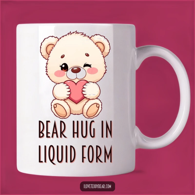 Funny Teddy Bear Mug - Winking Heart Bear - Adorable Gift for Loved Ones