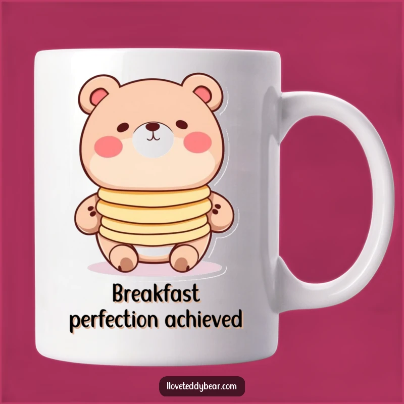 Funny Pancake Bear Mug - Adorable Cartoon Art Gift for Breakfast Lovers