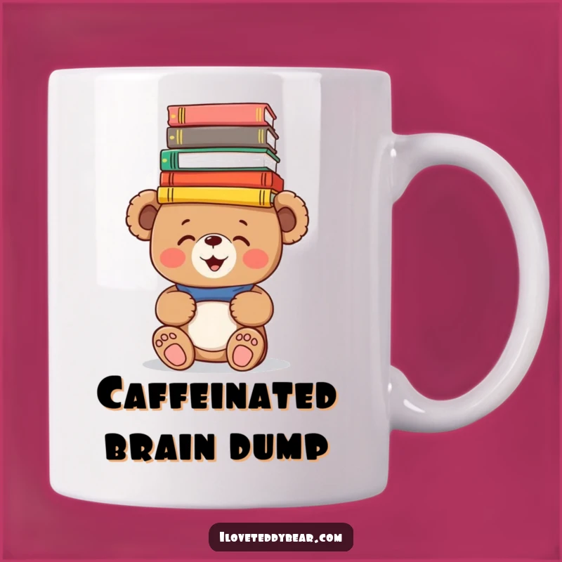 Funny Book Bear Mug: Giggling Teddy Balancing Books, Hilarious Gift for Book Lovers