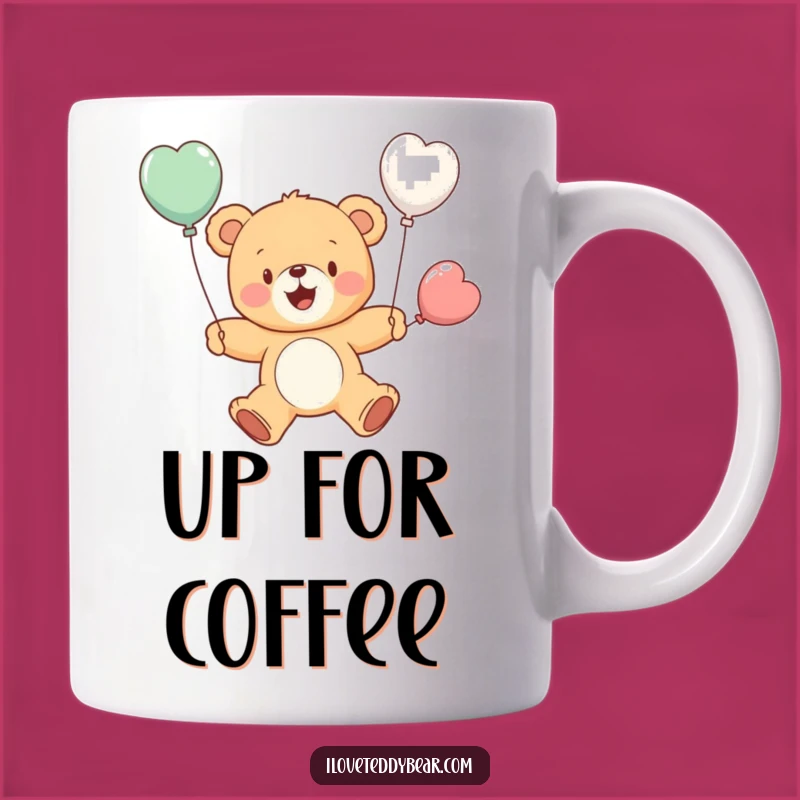 Funny Flying Teddy Bear Balloon Mug - Cheerful Adventure, Perfect Funny Gift