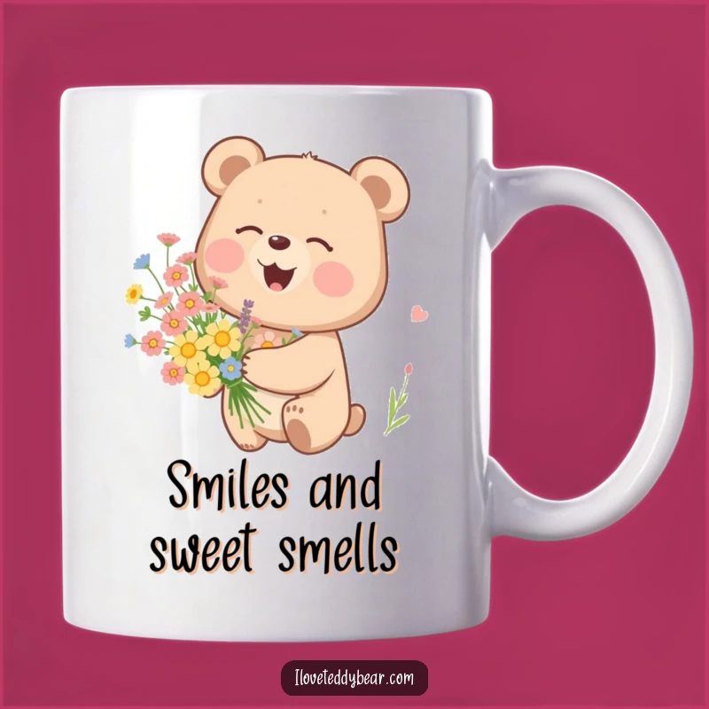 Funny Giggling Bear Mug: Delightful Blooms and Laughter, Perfect Gift