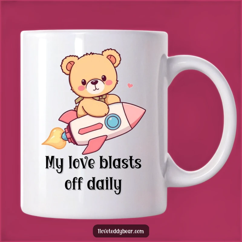 Funny Heart Rocket Teddy Bear Mug - Adorable & Hilarious Gift for Bear Lovers
