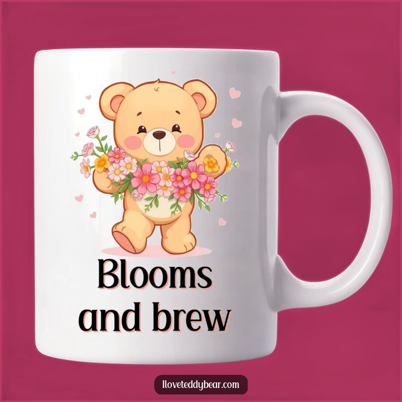 Funny Teddy Bear Dancing Flowers Mug: A Cheerful Gift for Any Occasion!