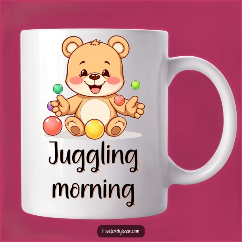 Funny Juggling Teddy Bear Marble Mug - Playful Mischief, Perfect Funny Gift