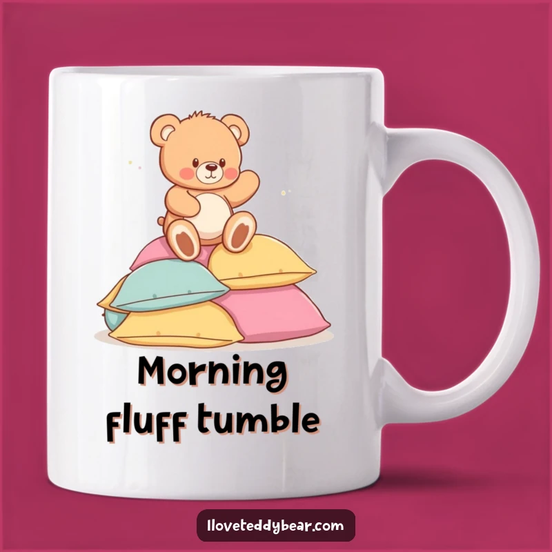 Funny Pillow Pile Teddy Bear Mug - Hilarious Soft Landing Gift!