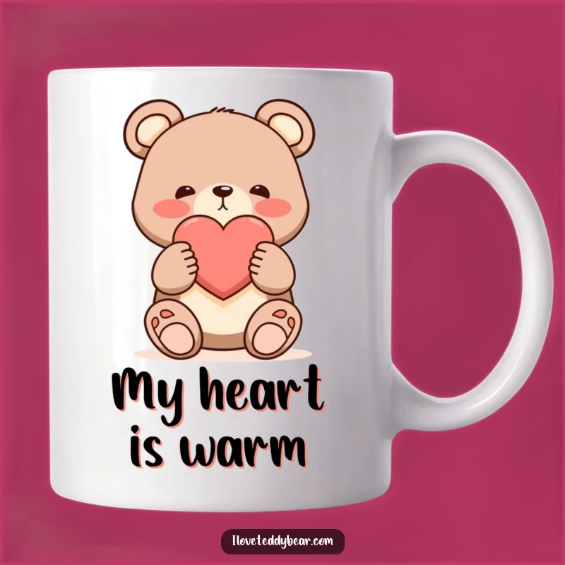 Funny Shy Bear Heart Mug - Adorable Romantic Art Gift for Sweethearts