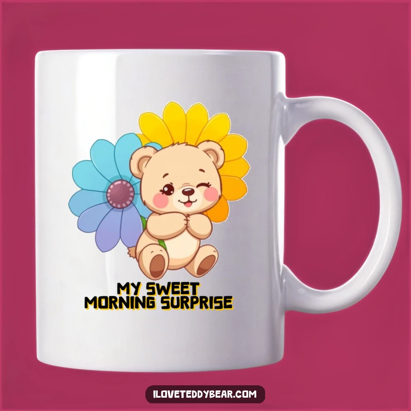 Funny Mischievous Teddy Bear Mug: Secret Flower Surprise, Perfect Funny Gift