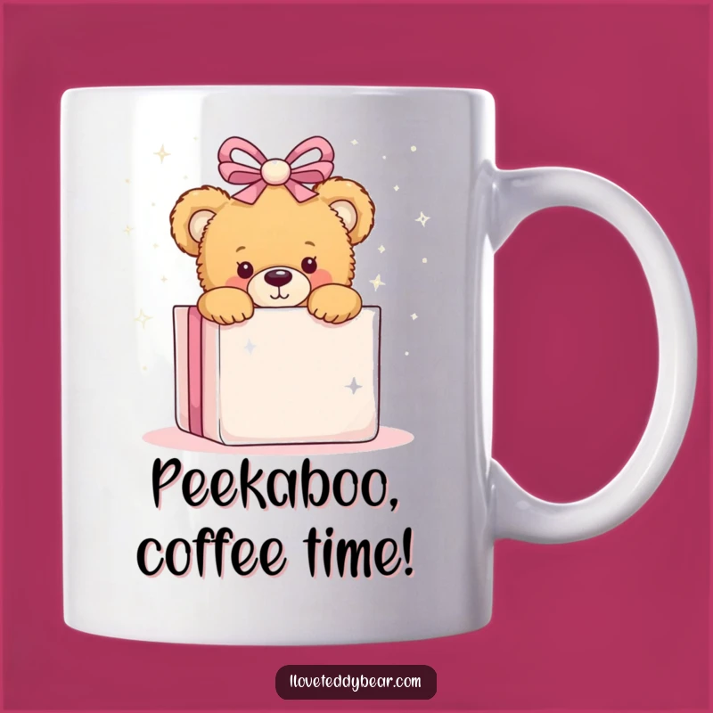 Funny Teddy Bear Peeking Gift Mug - Adorable Surprise for Birthdays