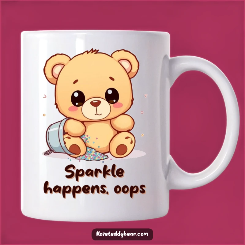 Funny Glitter Spill Teddy Bear Mug: Oops! A Hilarious Messy Gift