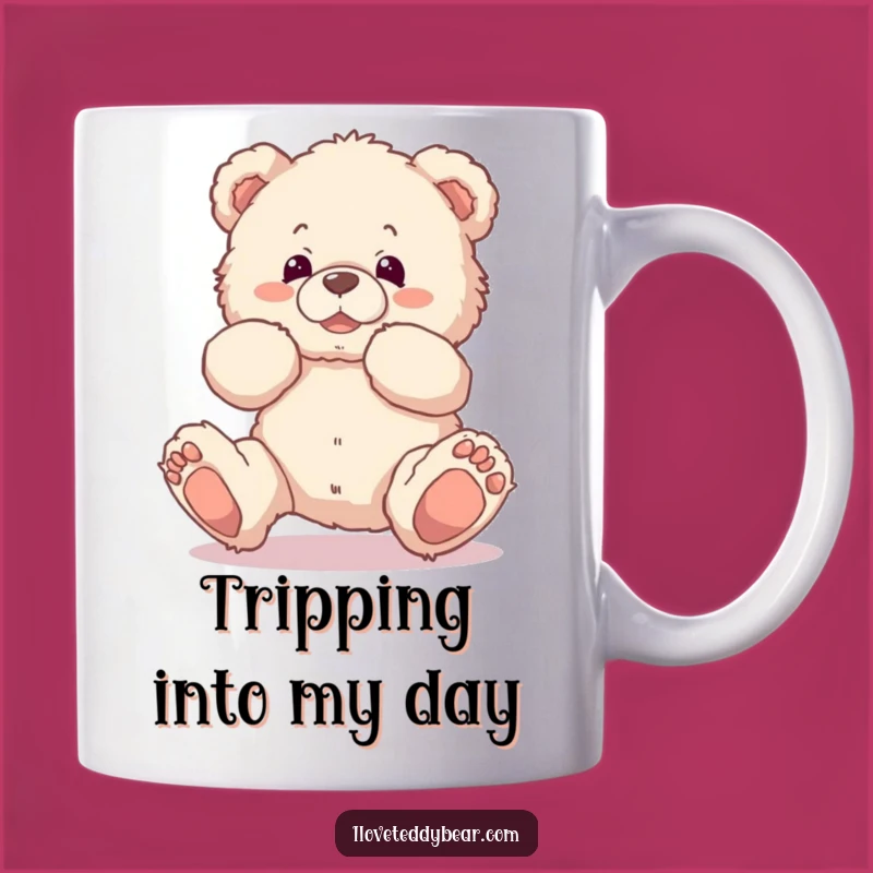 Funny Teddy Bear Tripping Mug - Clumsy & Hilarious Gift for Laughs