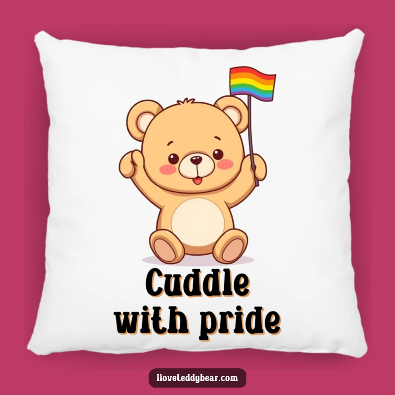 Funny Teddy Bear Rainbow Pillow: Cozy Pride, Soft Comfort Gift